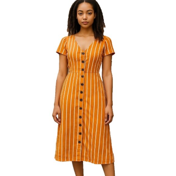 Trixxi Orange Striped Midi Dress - Picture 14 of 14